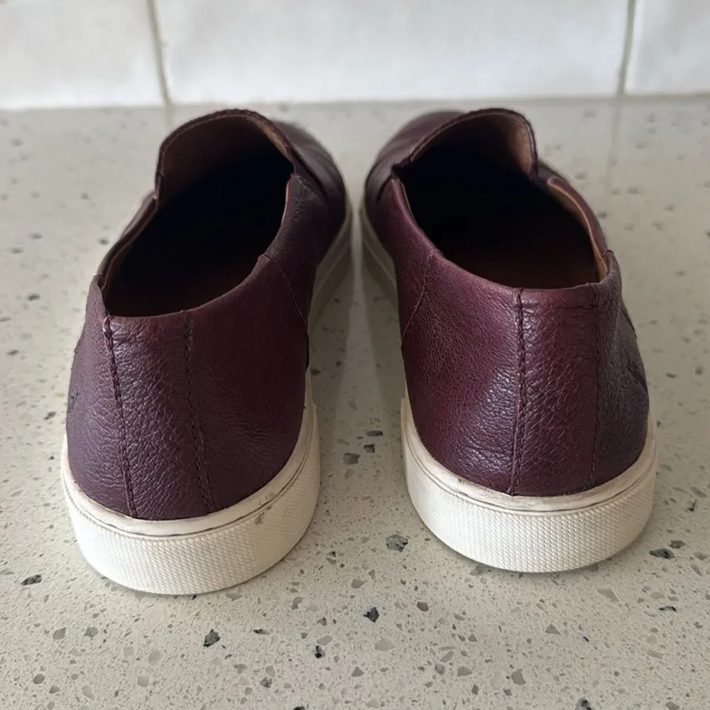 Frye Gemma Slip On Sneaker Burgundy Leather Women’s Size 10 Casual comfort EUC